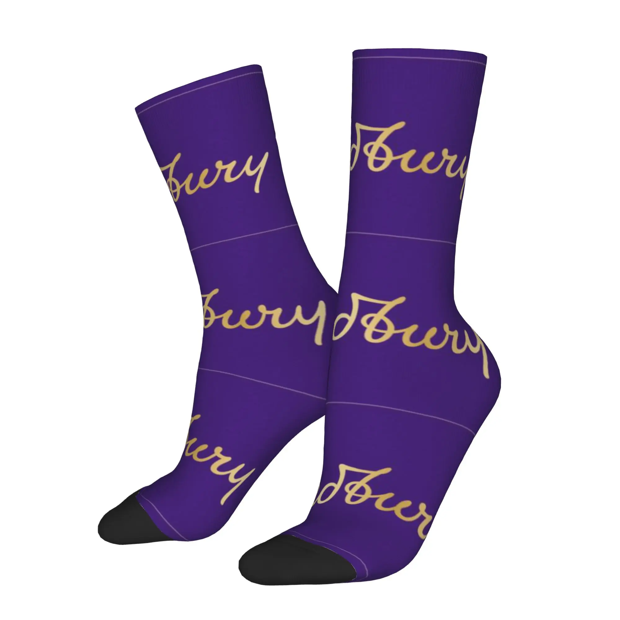 1 Pair Funny Sock Cadbury Purple Harajuku Seamless Pattern Printed Men Crew Socks Casual Men's Socks