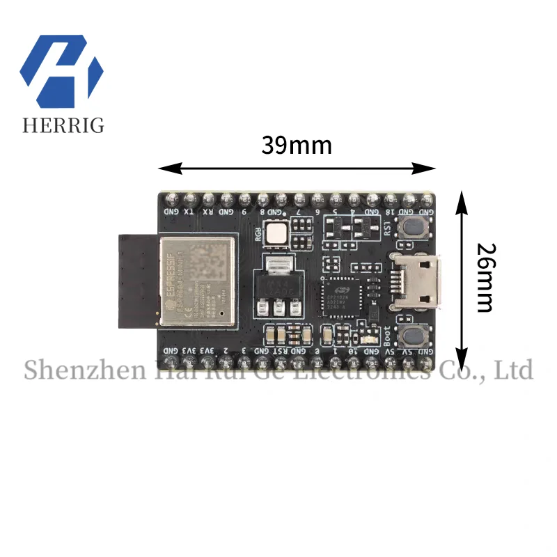 The original ESP8684-DevKitM-1 is equipped with the ESP8684-MINI-1 module entry-level development board module