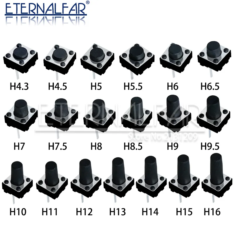 Joli à bouton-poussoir tactile en cuivre, micro-interrupteur SMD, jouets TV à usage domestique, 4 broches, DIP2, 6X6X5, 4.3, 5, 5.5, 6, 7, 8, 9, 10,