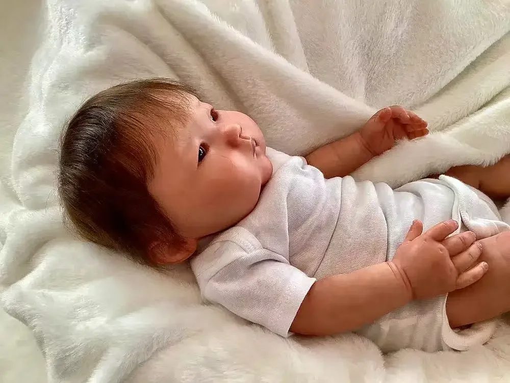 DLS – bébé Reborn Anming personnalisé de 43cm, approvisionnement limité, avec Mohair enraciné à la main, poupée déjà finie avec robe