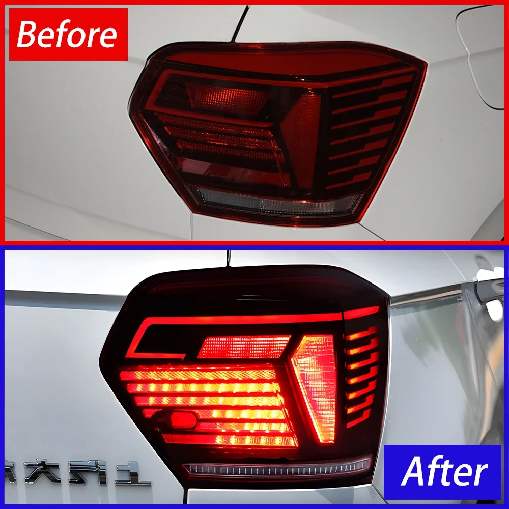 Car Taillights Assembly For Volkswagen Polo 2019-2021 LED Auto Rear Back Lamps Upgrade High Configure Taillights Car Accessories