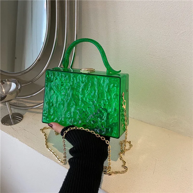 Transparent Acrylic Evening Clutch Hand Bag Fashion Lady Crossbody Shoulder Bags Women Metal Lock Purses And Handbags Box Bag