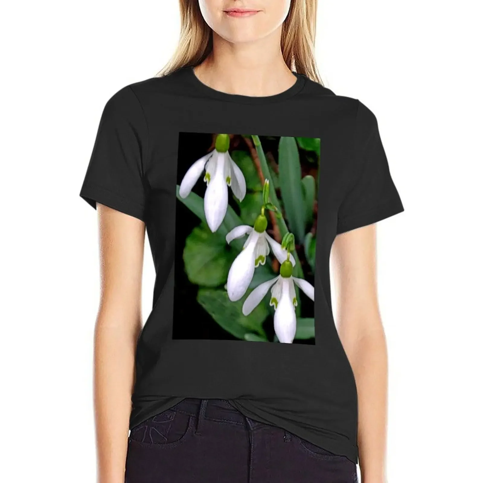 Pretty Snowdrop Trio............ T-Shirt summer tops anime clothes cute clothes graphics t shirts for Women