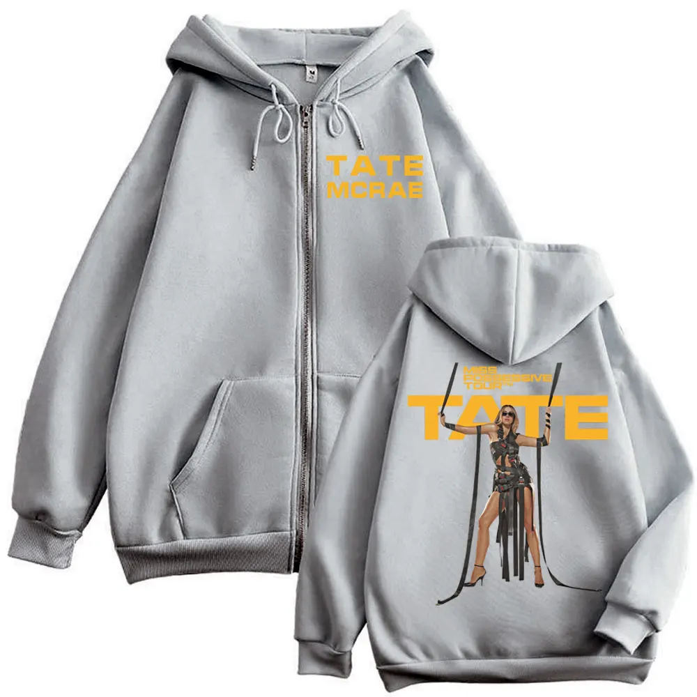 Limited Tate McRae Miss Possessive Tour 2025 Zipper Hoodie Fashion Aesthetic Zip Up Sweatshirt Men Women Hip Hop Retro Pullovers - Image 6