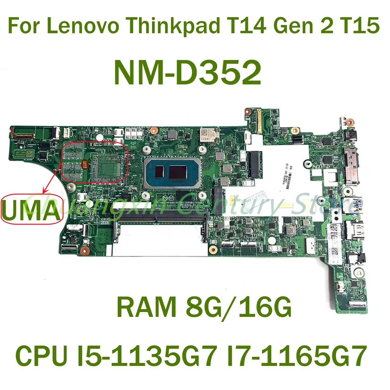 

For Lenovo Thinkpad T14 Gen 2 T15 Laptop motherboard NM-D352 with CPU I5-1135G7 I7-1165G7 RAM 8G/16G 100% Tested Fully Work