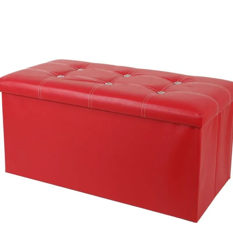 Thickened PU Leather Foldable Storage Ottoman Square Seat Box for Kids Toys Sundries Organization Multi Functional Furniture