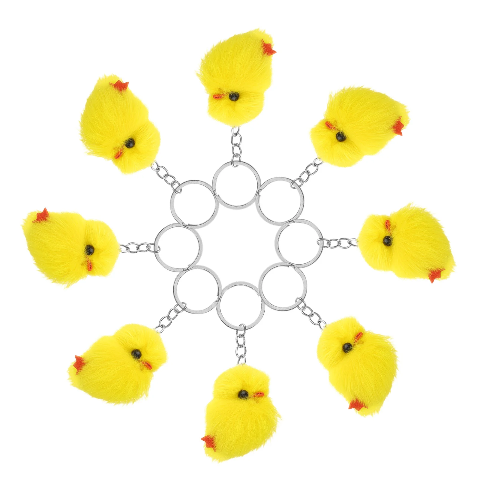 8 stuks schattige mini gele kuiken sleutelhanger zachte gevulde tas charme autosleutels portemonnee accessoires paas feestartikelen kip sleutelhanger