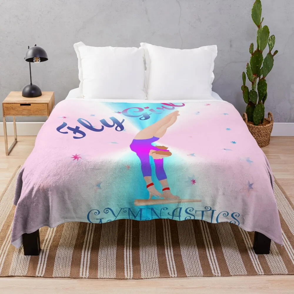 Gymnastics - Fly Girl with Background Throw Blanket Summer Luxury Designer Decorative Sofas Blankets