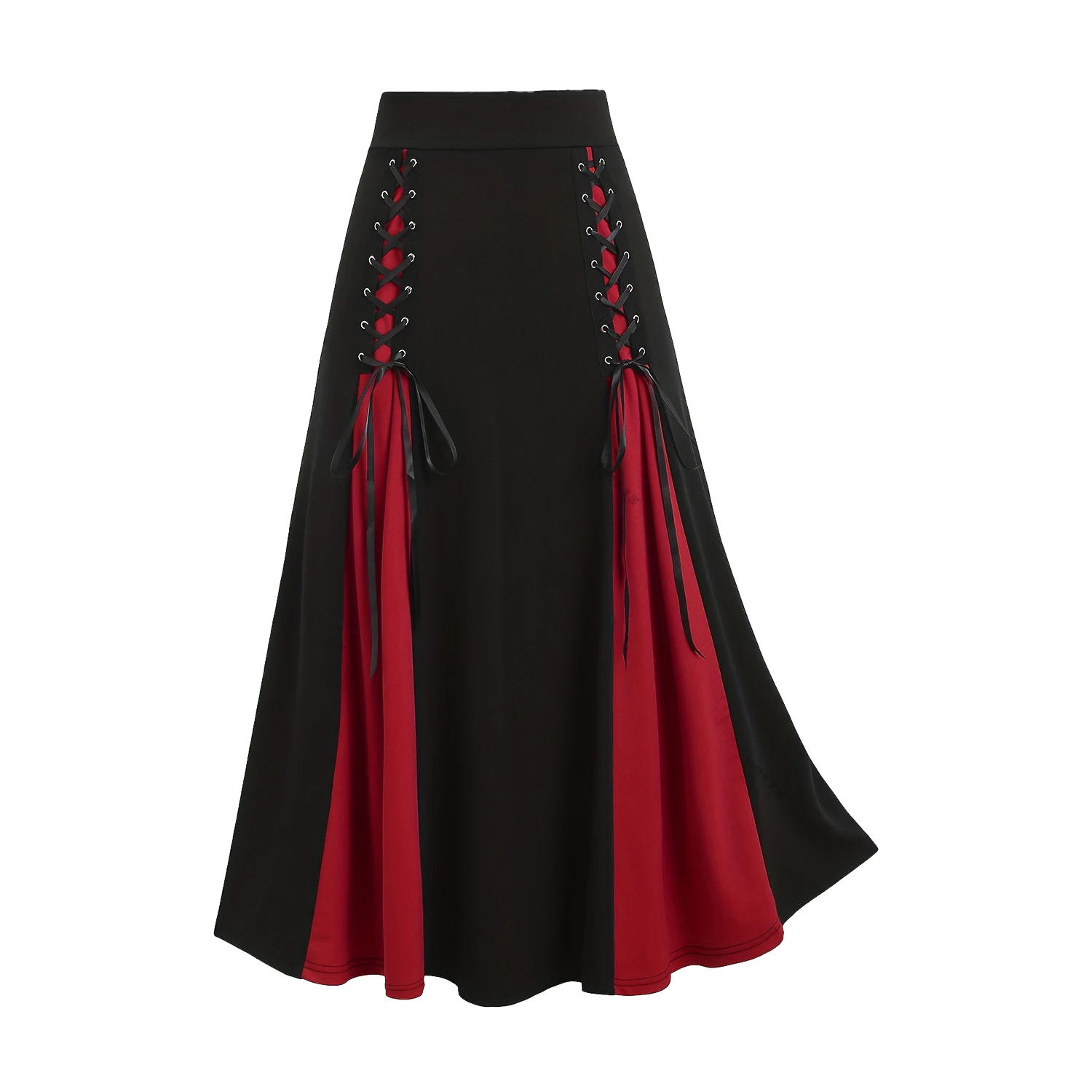 Women Maxi Skirt Vintage Summer High Waist A Line Victorian Long Skirt Steampunk Gothic Ruffled Hem Pleated Party Skirts