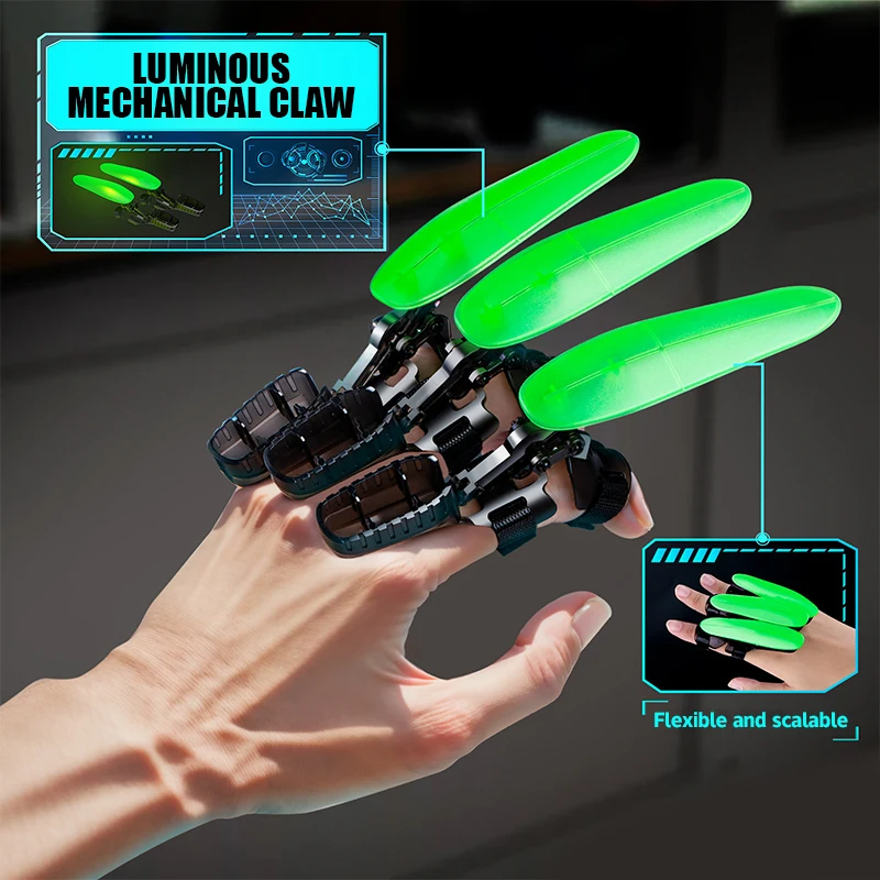 Creative Retractable Wolf Claws Luminous Mechanical Claws Funny Wear Retractable Plastic Claws Fingers Antistress Festival Gift