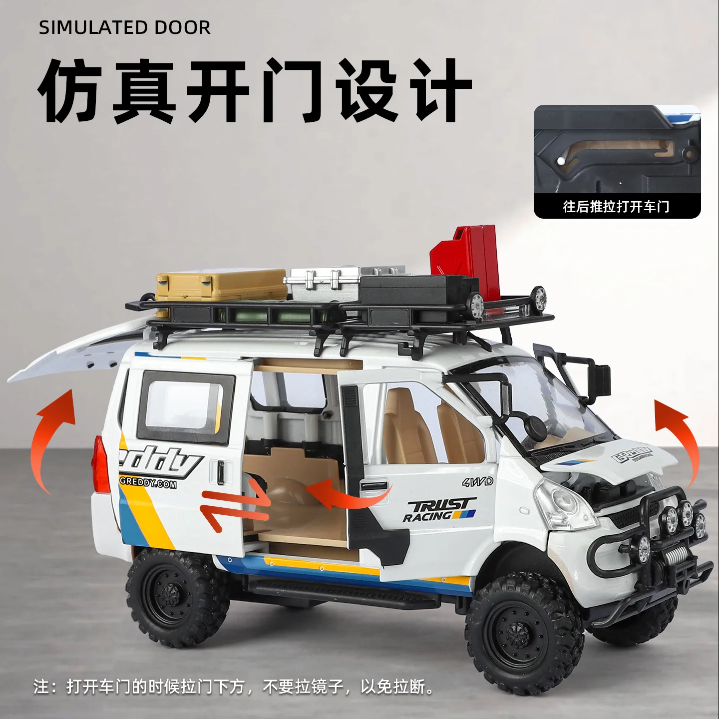 Simulazione 1:24 modello di veicolo fuoristrada in lega di pane ornamento giocattolo regalo di compleanno per bambini