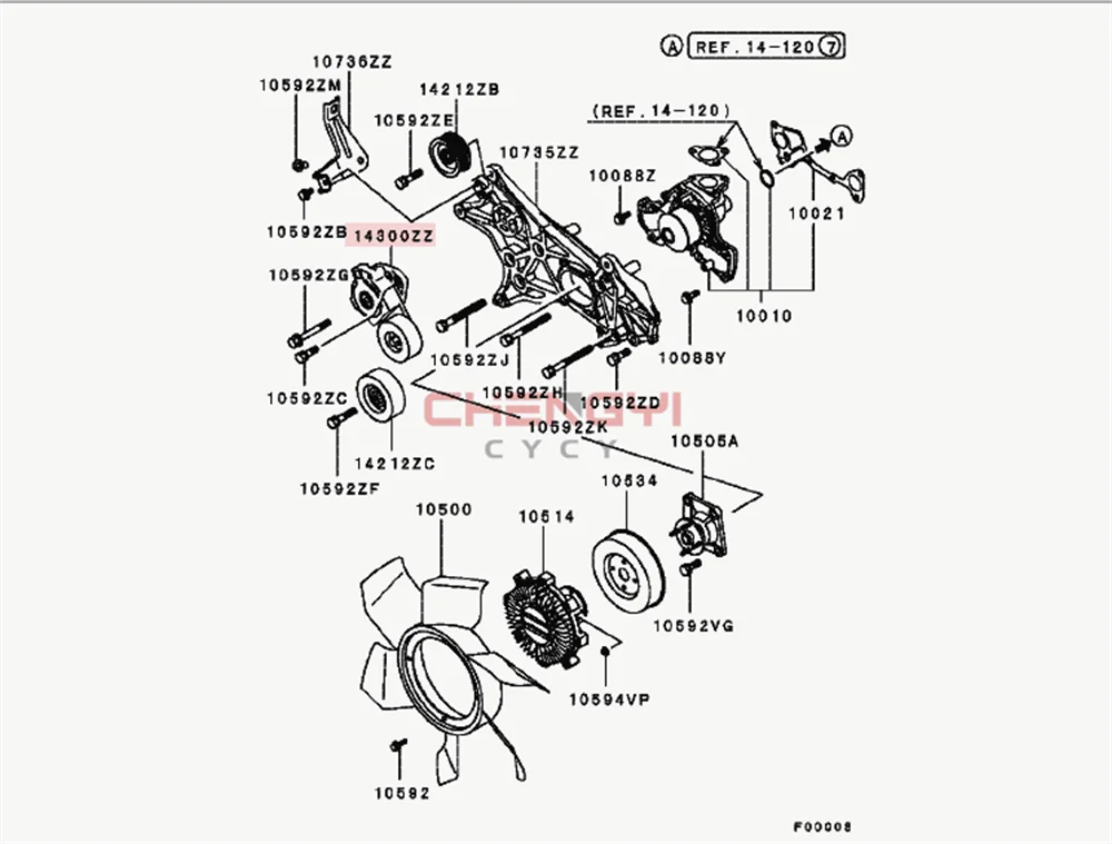 Tensioner Pulley Of Generator Fan Belt For Pajero V63W V73 V93W V97W V98W KB9T KH9W MD367192 1345A078