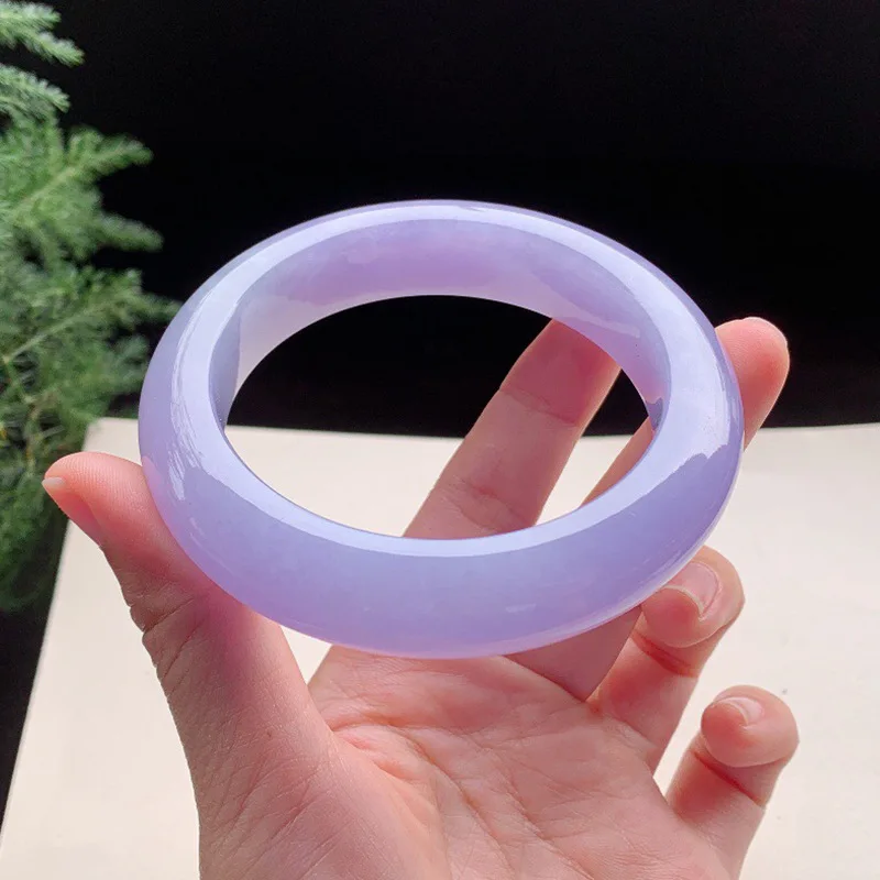 Myanmar , -waxy violet jadeite , old mine ice-type spring color purple regular circle noble bracelet