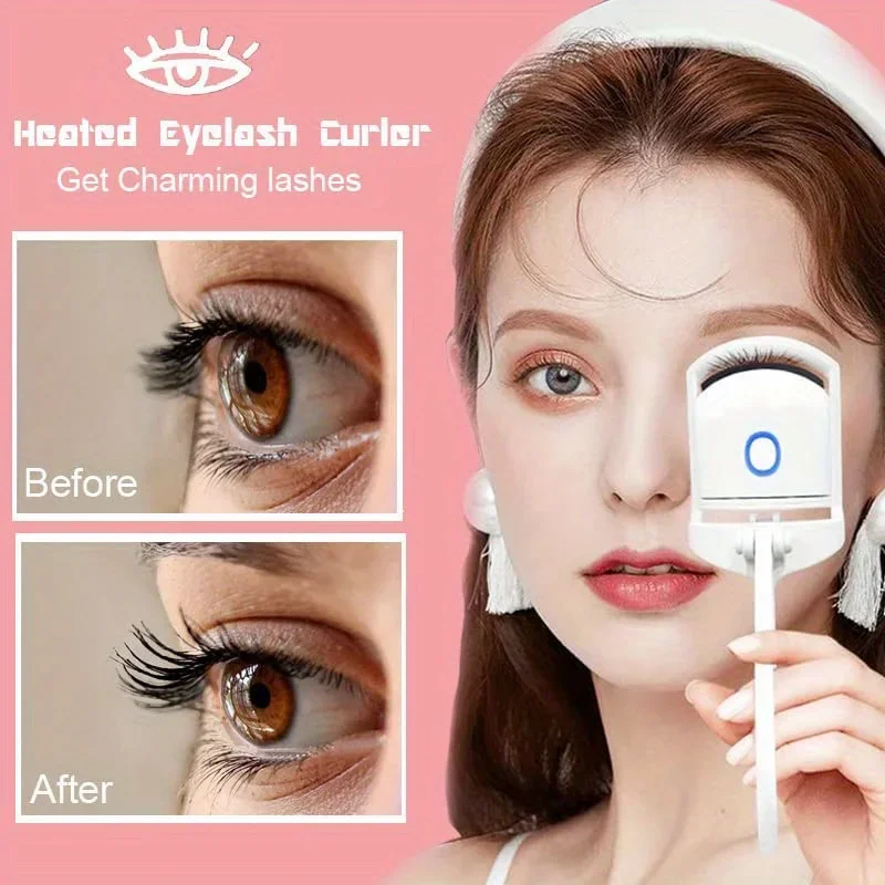 1 Pcs Portable Electric Eyelash Curler USB Charging Fast Heating Portable Eyelash Curler for Long-lasting Curling