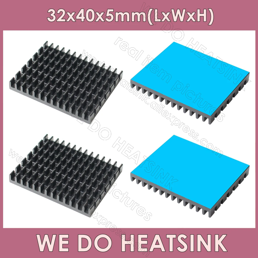 WE DO HEATSINK 32*40*5mm Black Slotted Anodized Aluminum Heatsink Cooler Radiator Cooling for CPU IC