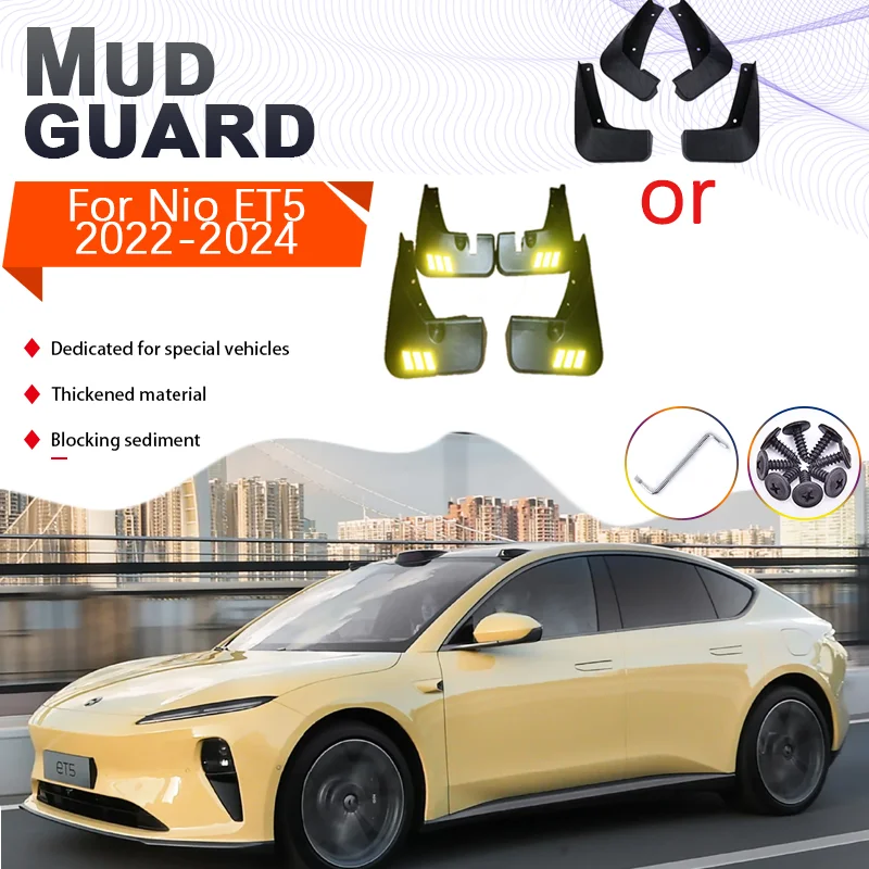 

4x for Nio ET5 2022 2023 2024 4 Pcs Car Mudguards Mud Cladding Splash Front Rear Wheels Anti-splash Mudflap Auto Accessories