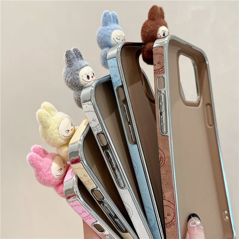 3d Cartoon Bubu Doll For Iphone 12/13/14/15/16 Series Hand Rope Phone Case All Inclusive Anti Drop Cute Fashion Protective Cover