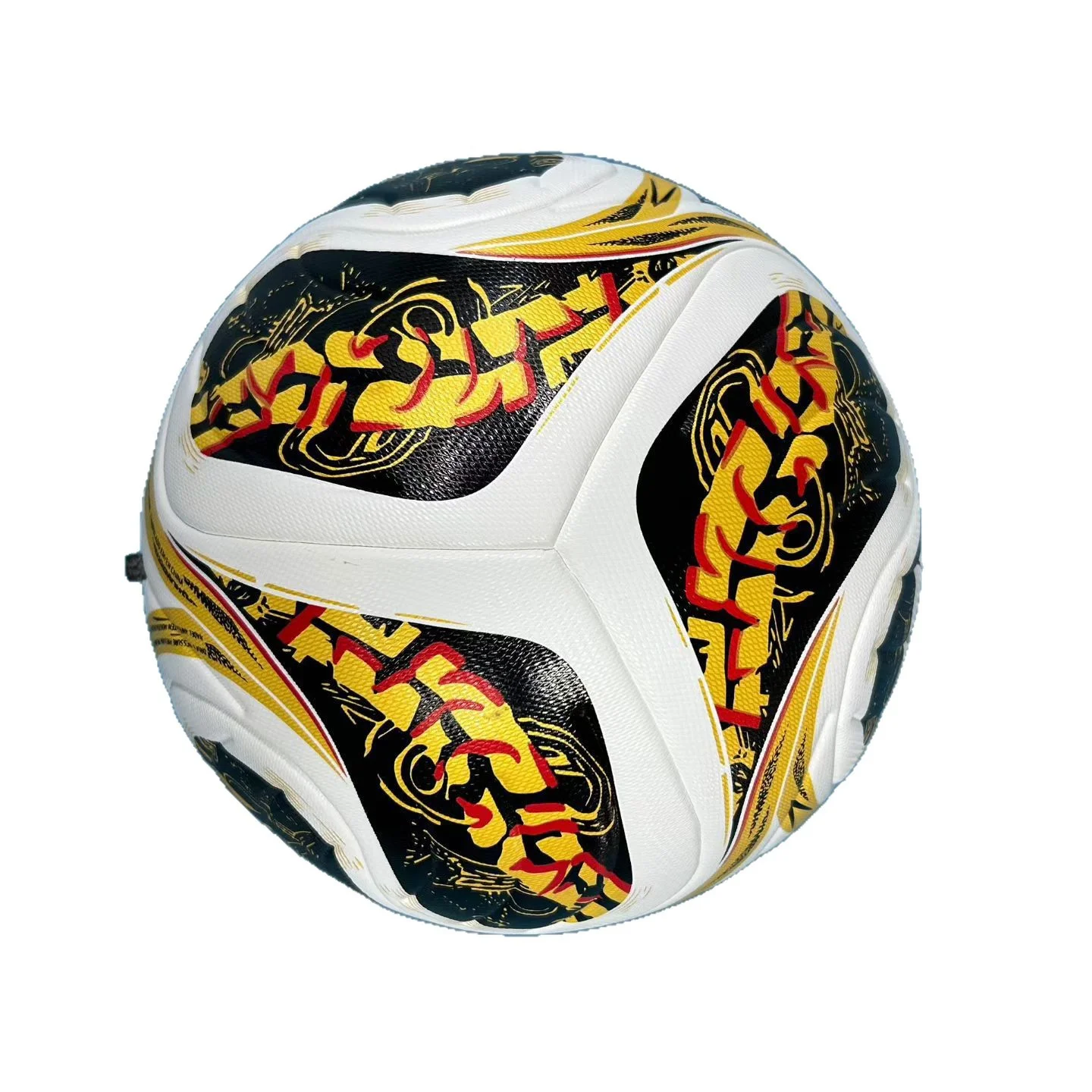 Size 5 High Quality PU Leather Thermal Bonded Gold Foil Printing Professional Match Soccer Ball High Abrasion Resistance Custom