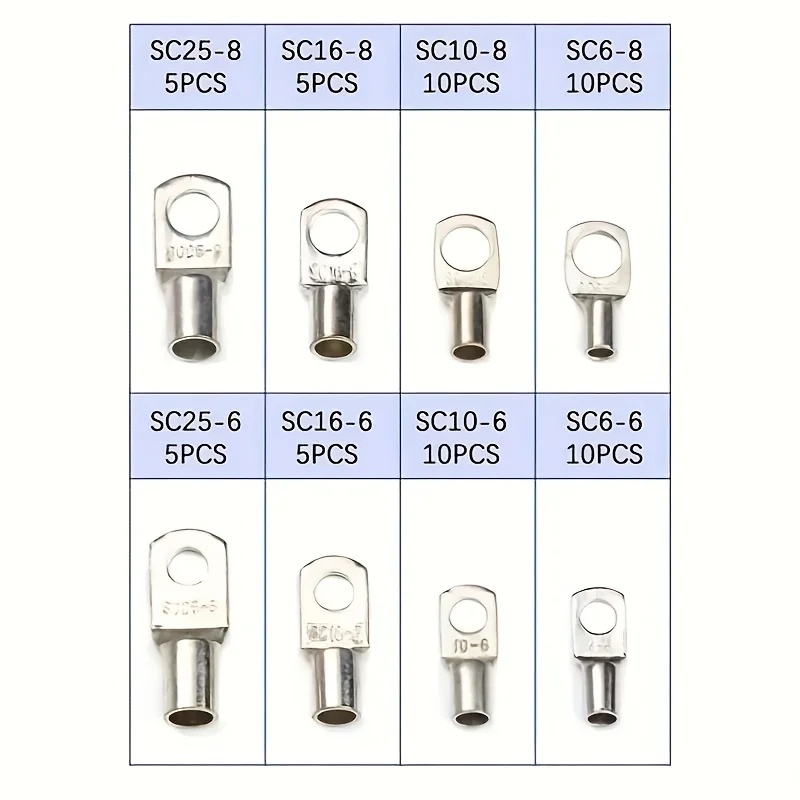 60PCS battery lug, ring terminal sorting tool kit, battery cable end/terminal connector, suitable for vehicles, ships, power dis