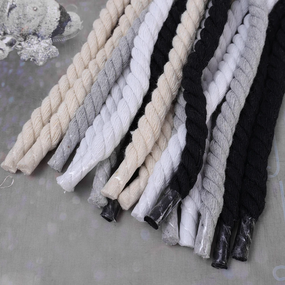 Bold Cotton Linen Twist Weave Shoelaces solid Color Rope Shoes Laces Men Women Trendy Personality kpop Sport Casual Shoestring