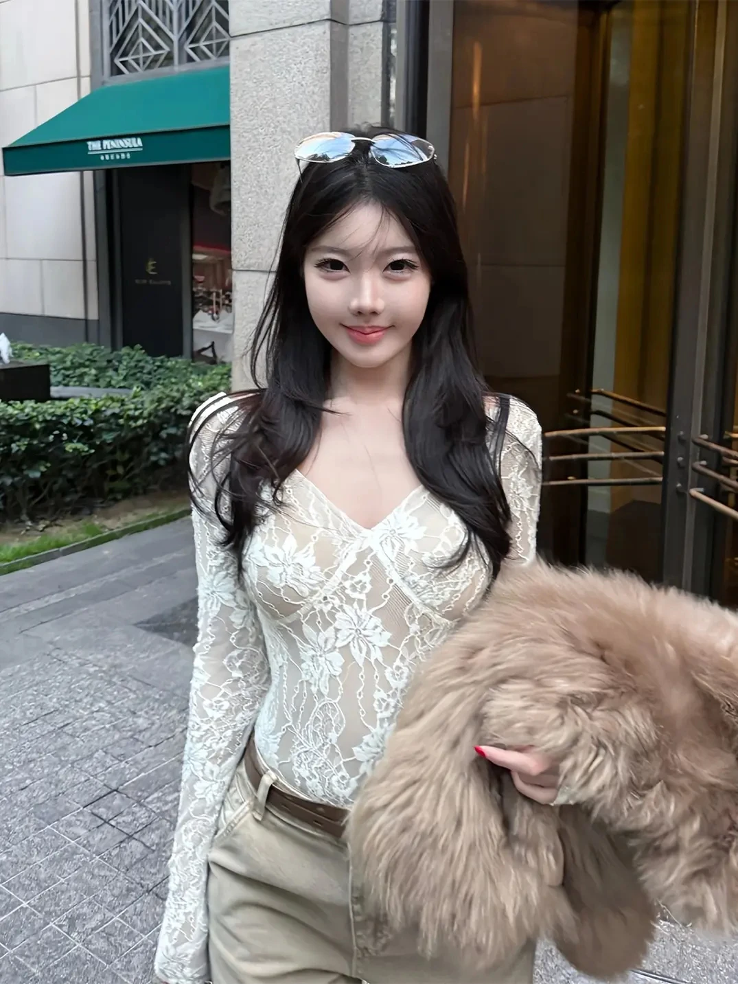 

Корейский кружевной боди с длинным рукавом и V-образным вырезом для женщин, утягивающий топ, новинка весны, универсальные хлопковые шорты с высокой талией