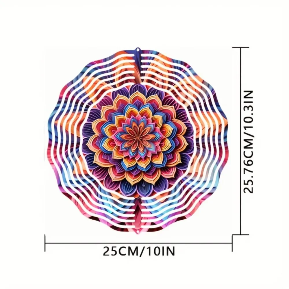 3D Mandala Wind Spinner - Colorful Floral Kinetic Art | 360° Rotating Garden Decor