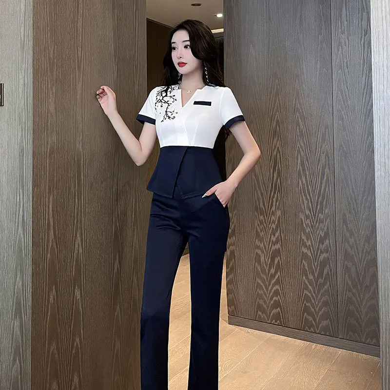 Esthetic Uniform Summer Short Sleeve Beauty Salon Suit Women's Spa Beautician Clothing Hotel Massage Workwear Korean Overalls