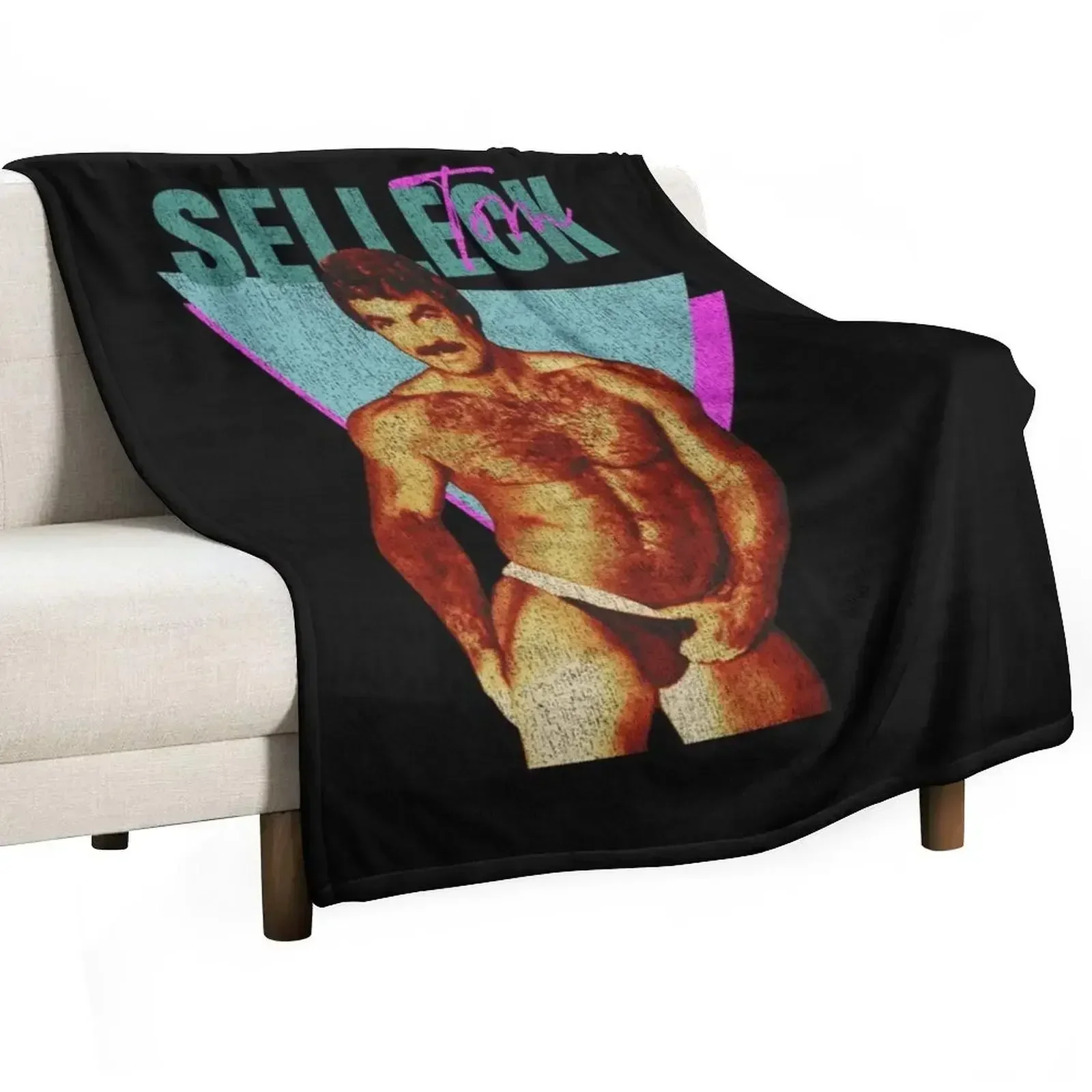 

Vintage Distressed Tom Selleck Throw Blanket For Decorative Sofa Loose Decorative Sofa Kid'S Blankets