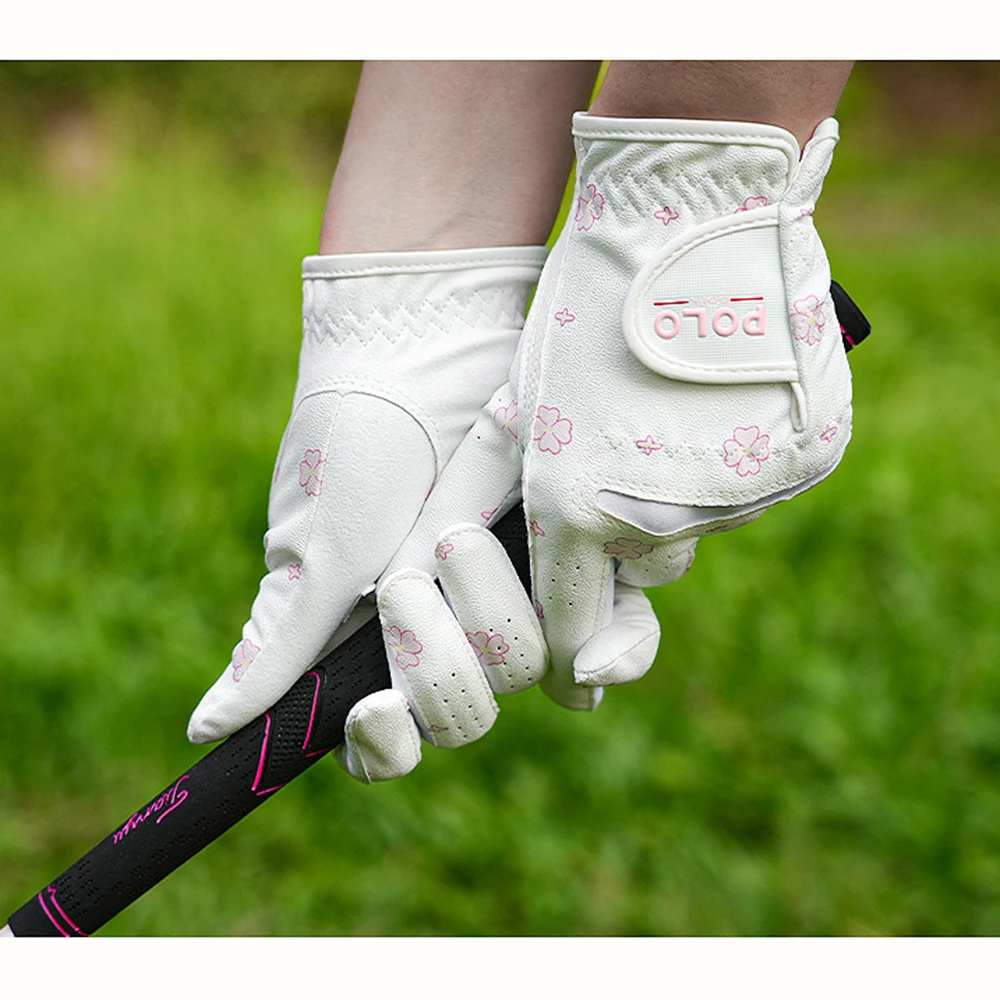 1 Pc Comfortable Breathe Women's Golf Gloves Ladies Left Right Hand All Weather Fit PU Leather Microfiber Cloth Golf Accessories