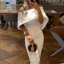 Classic Off Shoulder Evening Dress New Casual Flower Contrast Color Slim Fit Bridal Gowns Knee-Length Robes De Mariée Hot Sale