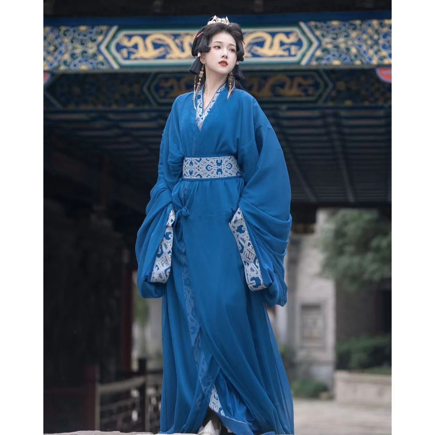 The Warring States Period Chinese Dress Women Blue Red Black Long Robe  Hanfu Traditional Traditional Chinese Warrior Costume - AliExpress 200000532