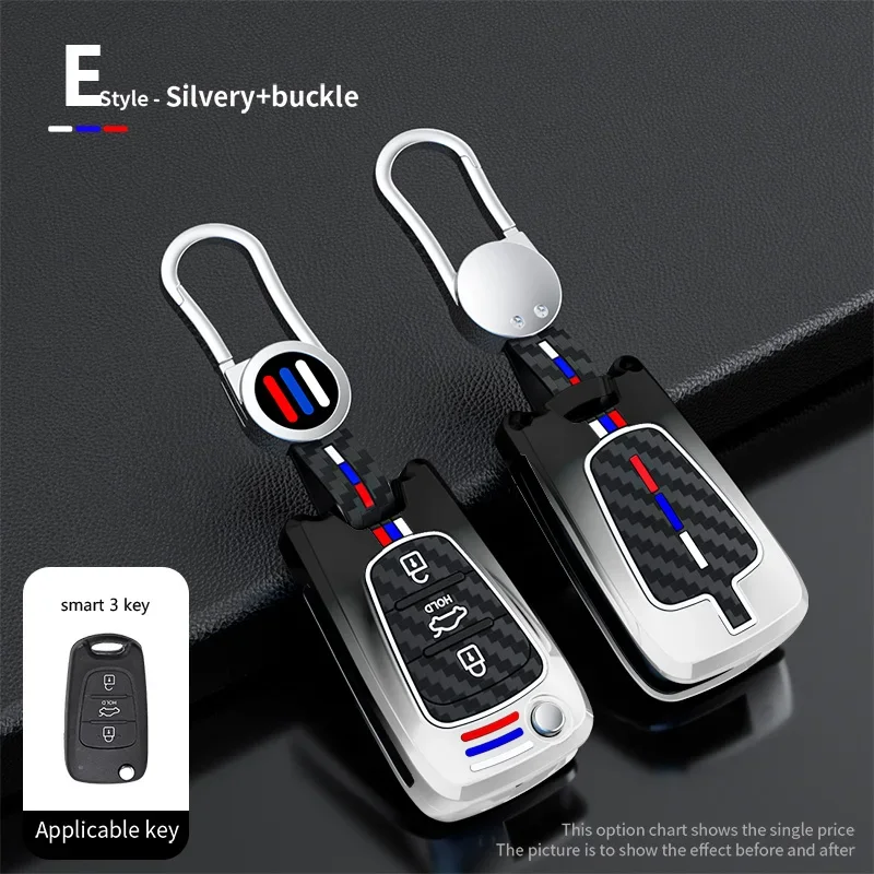 Alloy Car Flip Key Case Holder Fob Keychain For Hyundai I20 I30 Elantra Azera Veracruz Veloster Kia Rio K7 K5 Sportage Sorento