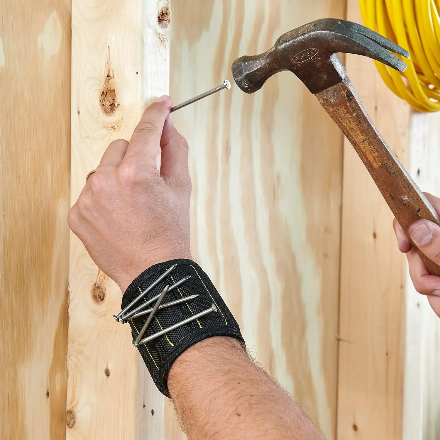 Magnetische Polsband Voor Het Bevestigen Van Schroeven, Spijkers, Boren, Polsgereedschap Met Sterke Magneet, Zwarte Riem Voor Bevestiging