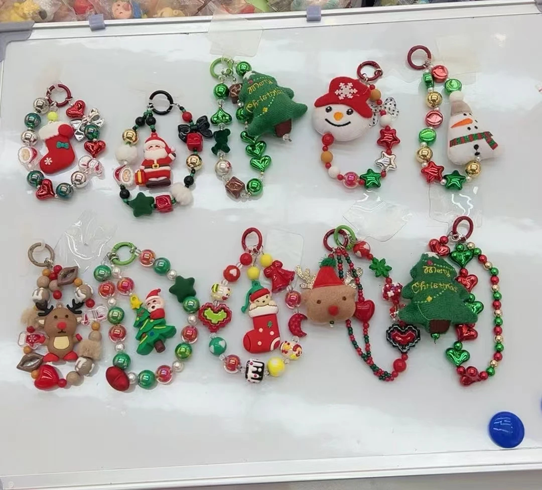 

Новый рождественский брелок с Санта-Клаусом и снеговиком для женщин и девочек, подвески для ключей из бисера, декор для сумки, брелок «сделай сам», ювелирные изделия, подарок, подвеска для телефона