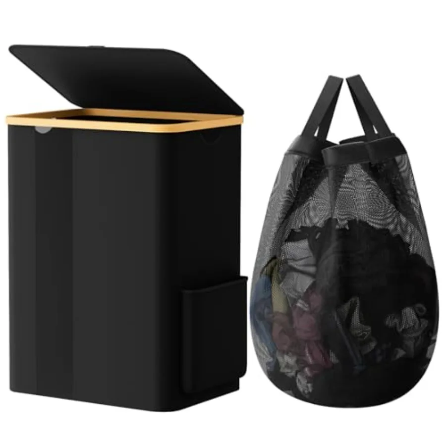 

Корзина для белья с крышкой, с ручками и съемным мешком для стирки, дышащая конструкция, для спальни