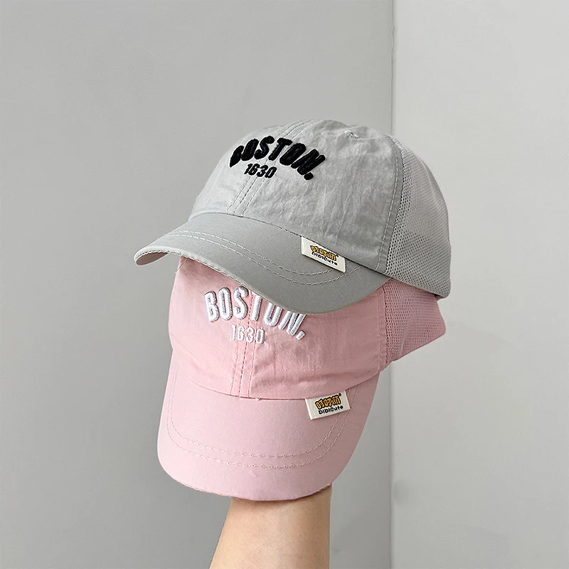 

Summer Children Mesh Baseball Hat Letter Embroidery Kids Duck Tongue Cap 1-6Year Boy Girl Quick Dry Sun Hats Outdoor Baby Visors