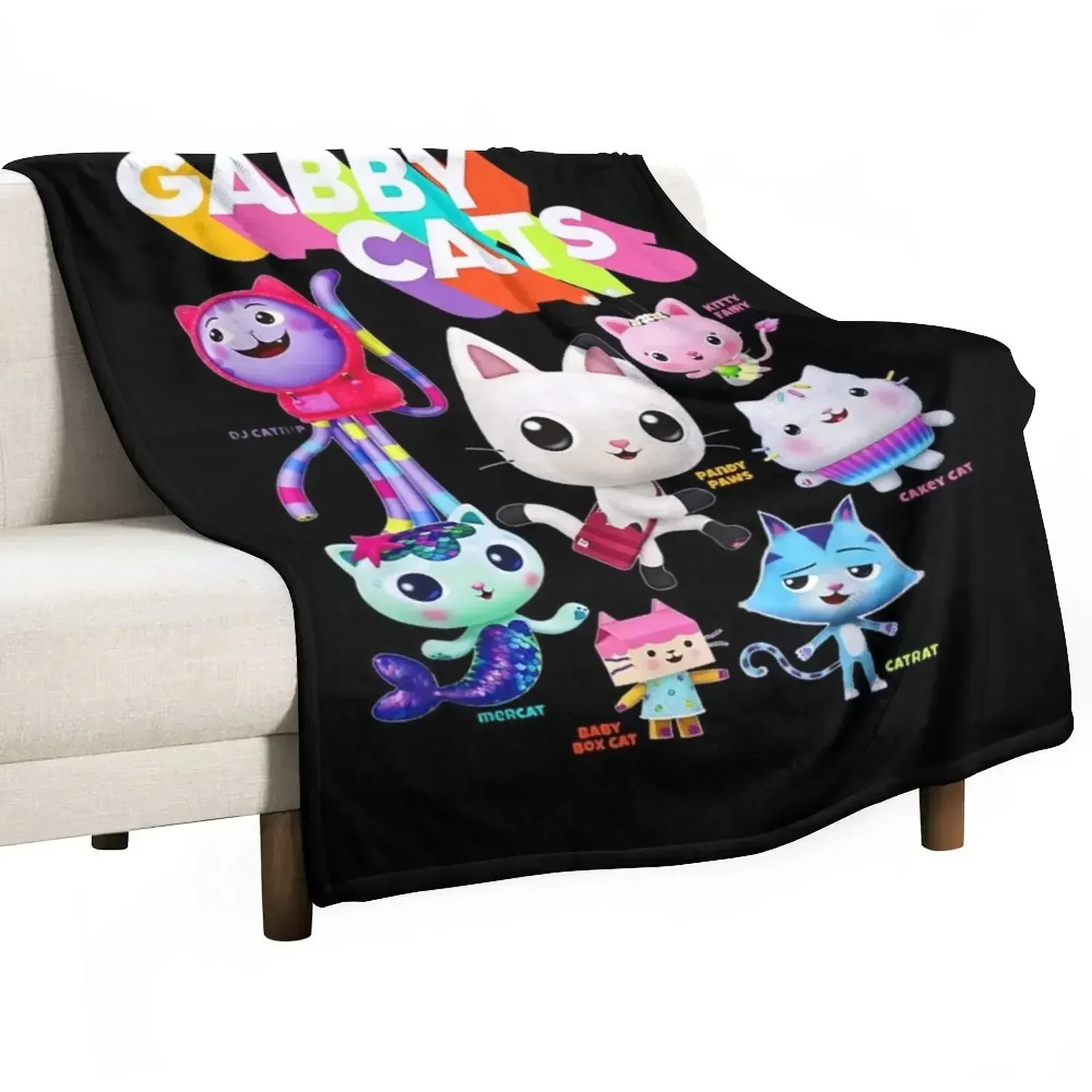 Kids Gabby's Dollhouse Gabby Cats T-Shirt - Gabby's Dollhouse Birthday tshirt Throw Blanket