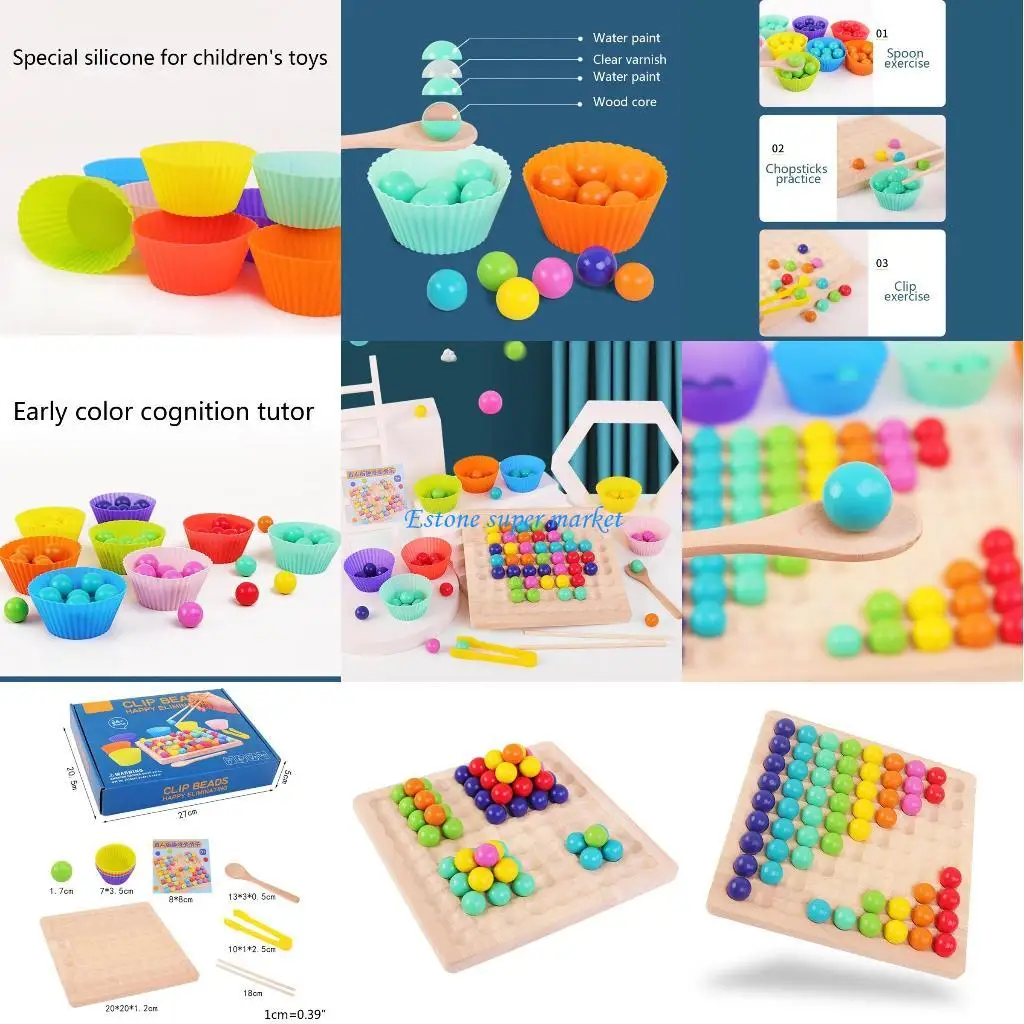 

090B Learning Education Bead Puzzle Color Sorting Game for Toddlers