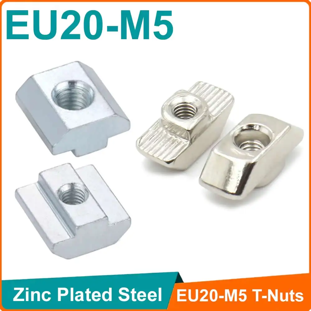 100pcs/lot Eu20-m5 Slot European Standard Hammer Drop-in T-nuts Rail Slide Nut Fasten Connector For Aluminum Extrusion