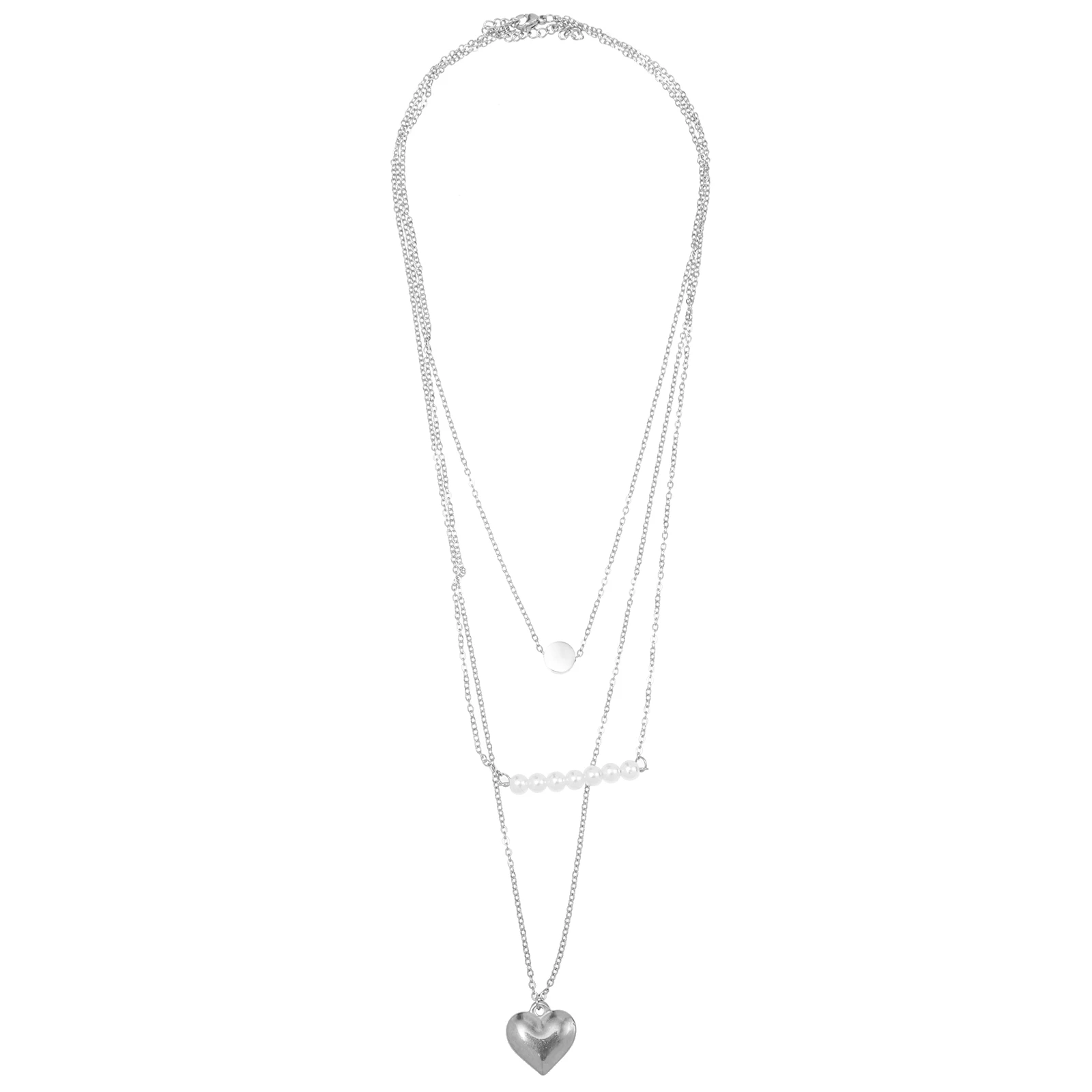 

Pearl Heart Necklace Clavicle Chain Stainless Steel Clavicle Chain Women Layered Pearls Sterling Silver Elegant Fashion