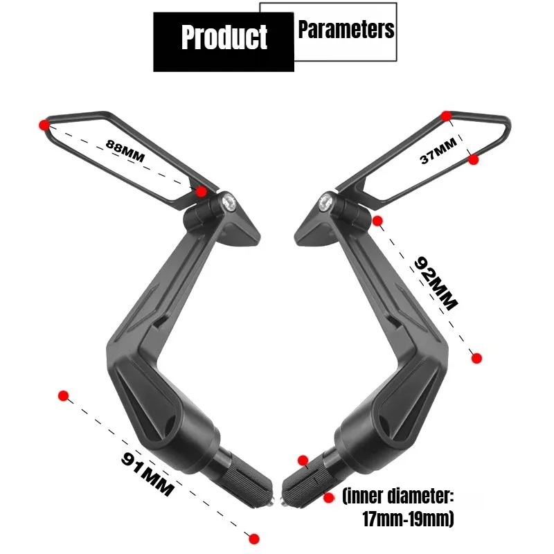 Universal Motorcycle Bow Shaped Rearview Mirror for 1 Pair 7/8" 22mm Motorcycle Scooter Bikes Hand Guard Protector Modification