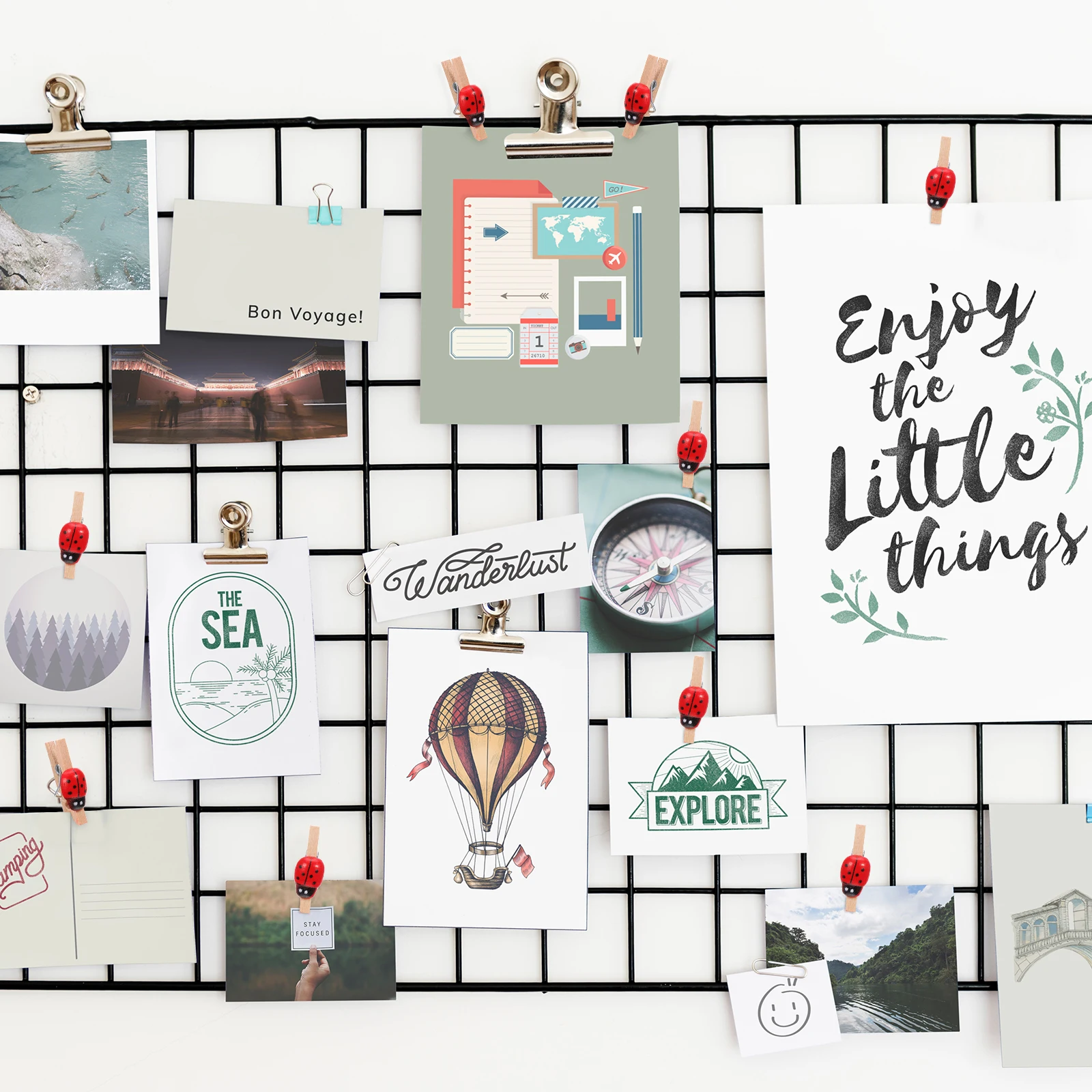 

100pcs Wooden Clip Photo Pegs Wooden Photo Clips Lovely Ladybug Decoration Holder for Party Home Office Shop Cafe