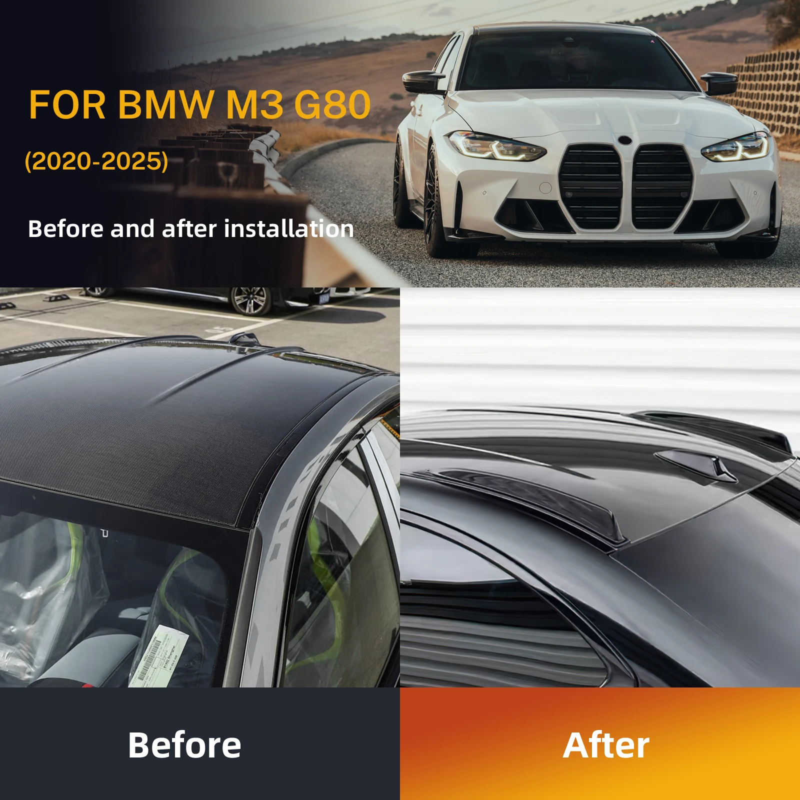 

Для BMW M3 G80 Автомобильная крыша, боковое крыло, спойлер, губа, ABS, наклейка на крышку для G80 M3 2020 2021 2022 2023 2024 2025
