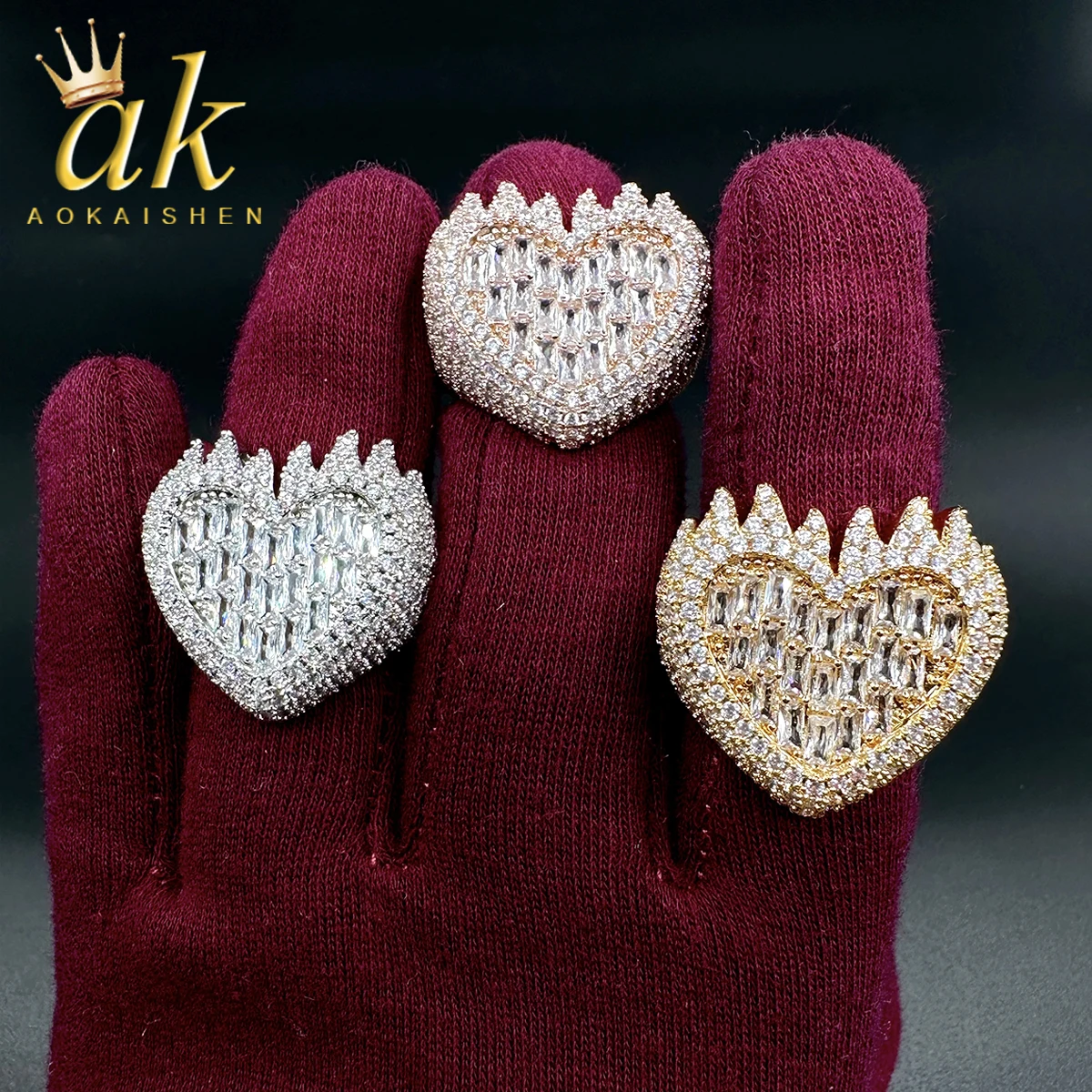 

Aokaishen Flame Ring for Men Iced Out Finger Charms Real Gold Plated Hip Hop Fashion Jewelry 2023 Trends