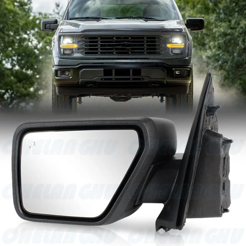 For Ford F150 2021 2022 2023 2024 2025 Car accessories Left Side 9 Pin Satin Black Heat Power Adjust Blind Spot Mirror Assembly