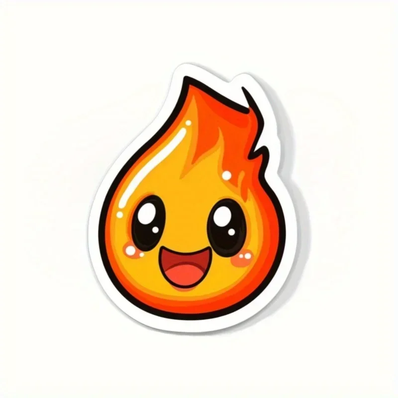 1 قطعة لعوب لطيف الكرتون لهب ملصق حائط من الفينيل-محبي النار هدية ملصق لأجهزة الكمبيوتر المحمولة/حافظات الهاتف/زجاجات المياه/دفاتر الملاحظات