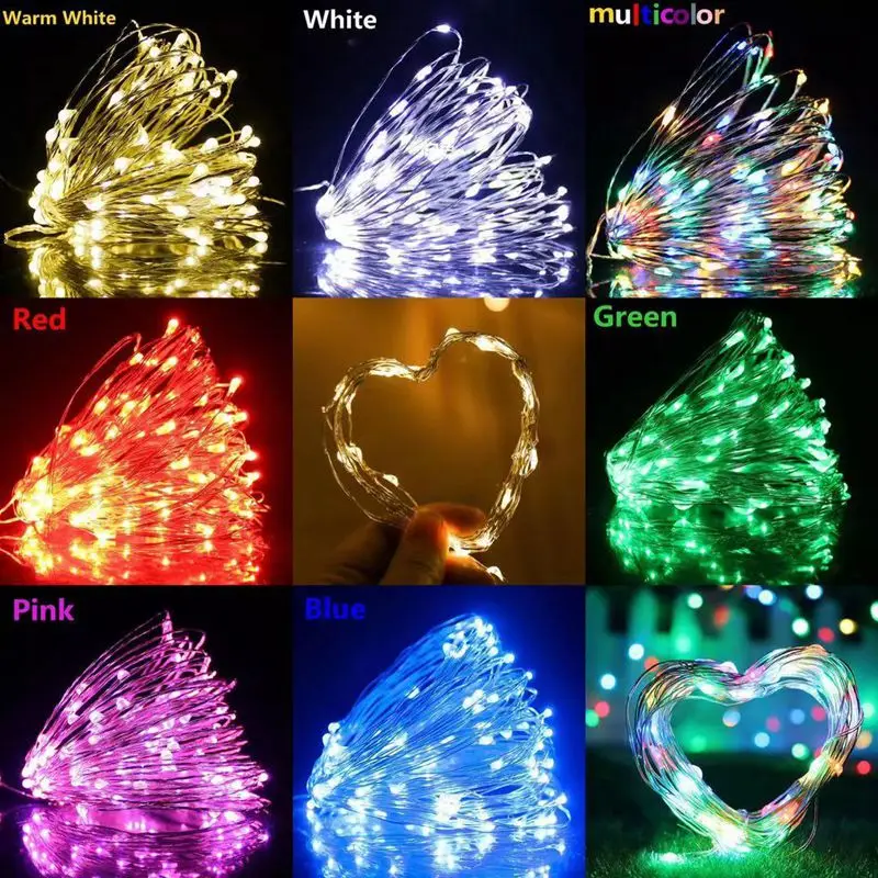 Fairy Lights Copper Wire LED String Lights Christmas Garland Indoor Bedroom Home Wedding Birthday New Year Decoration Battery