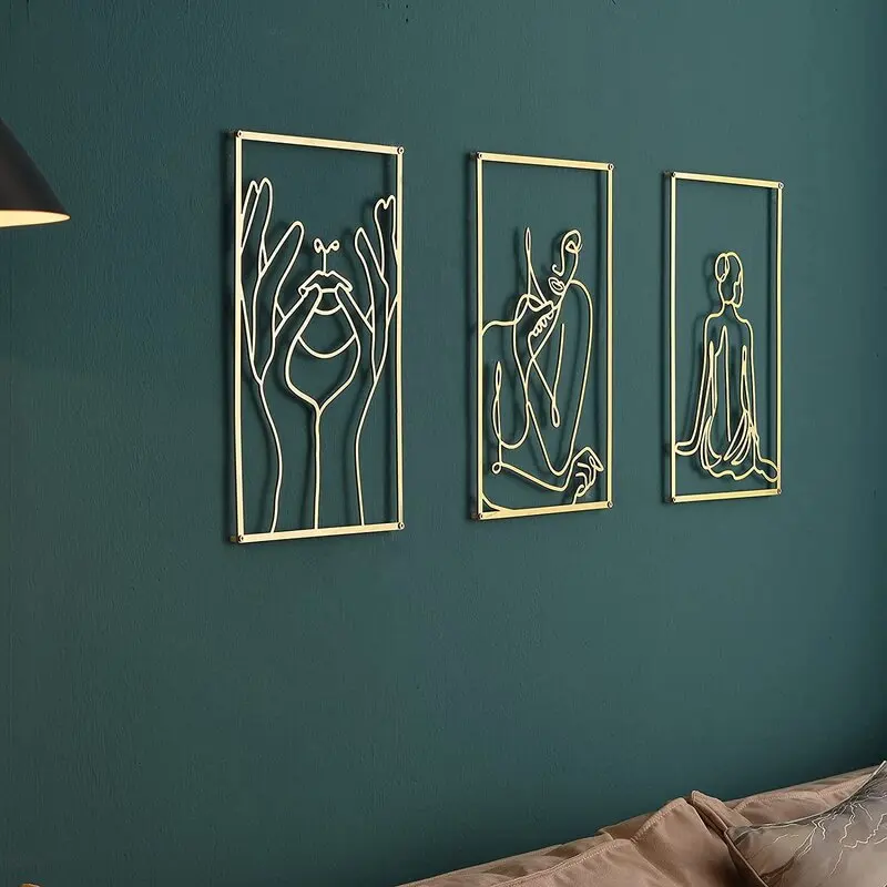 Nordic Abstract Female Line Iron Wall Hanging Ornament Sexy Woman Silhouette Metal Pendant Art Living Room Home Decoration