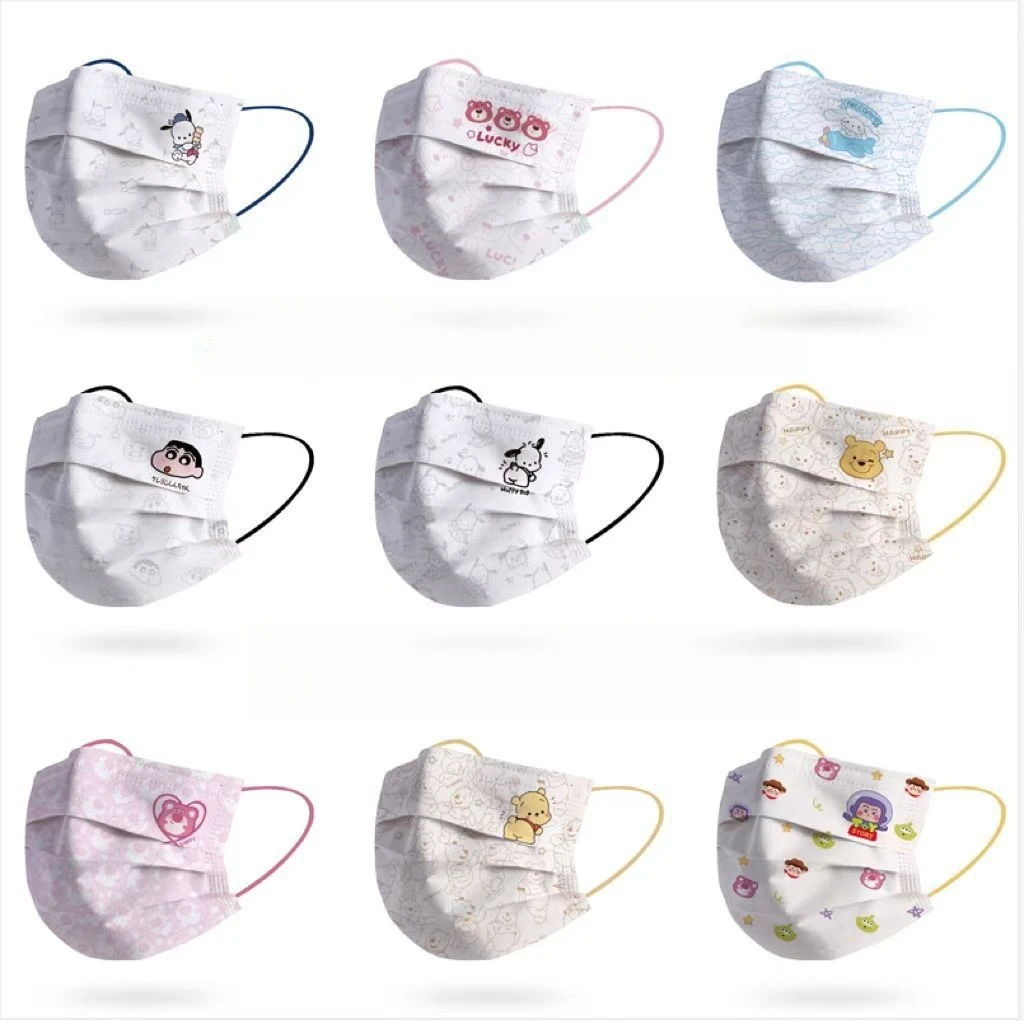 Miniso 大人用使い捨て保護サンリオコレクションマスクかわいい漫画プリント防塵独立パック 10 個