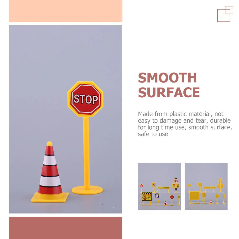 

1 set 1 Set Miniature Traffic Sign Durable Plastic Road Signs For Kids Early Education Pretend Play Learning